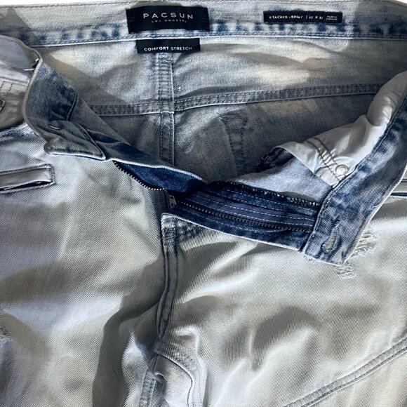 PACSUN Comfort Stretch Skinny Jeans – Light Wash Distressed | Men’s 32x32 - Picture 6 of 6